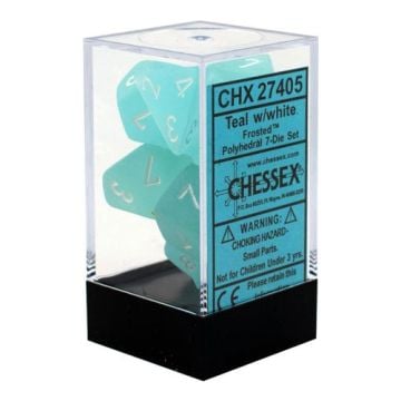 Chessex Frosted Polyhedral 7-Die Dice Set (Teal & White)