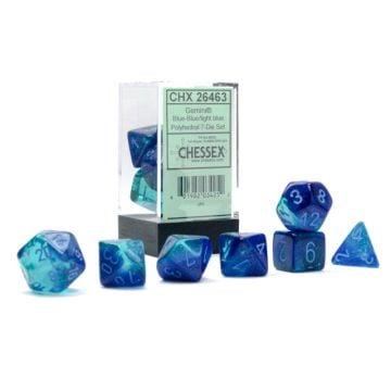 Chessex Gemini Luminary Polyhedral 7-Die Dice Set (Blue & Light Blue)
