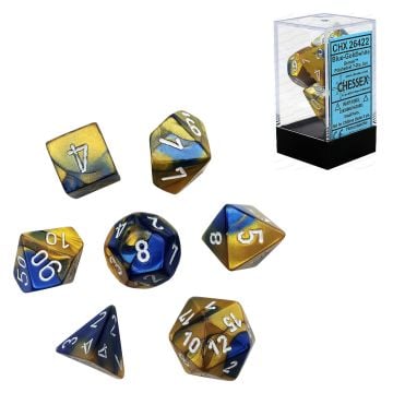 Chessex Gemini Polyhedral 7-Die Dice Set (Blue/Gold & White)