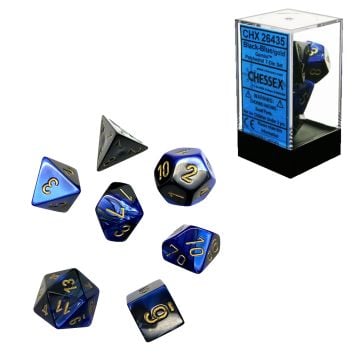 Chessex Gemini Polyhedral 7-Die Dice Set (Black & Blue/Gold)
