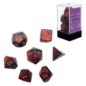 Chessex Gemini Polyhedral 7-Die Dice Set (Purple/Red & Gold)