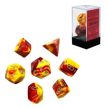 Chessex Gemini Polyhedral 7-Die Dice Set (Red/Yellow & Silver)