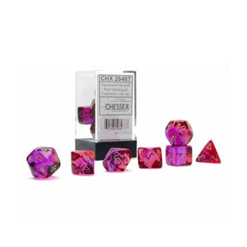 Chessex Gemini Translucent Red-Violet/Gold Luminary 7 Die Set CHX 26467