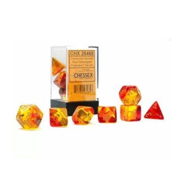 Chessex Gemini Translucent Red-Yellow/Gold Luminary 7 Die Set CHX 26468