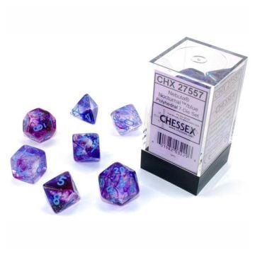 Chessex Nebula Luminary Polyhedral 7-Die Dice Set (Nocturnal / Blue)