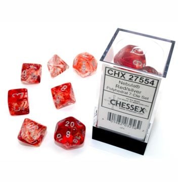 Chessex Nebula Luminary Polyhedral 7-Die Dice Set (Red/Silver)