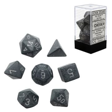Chessex Speckled Hi-Tech Polyhedral 7-Die Dice Set (Grey/Black & White)