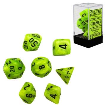 Chessex Vortex Polyhedral 7-Die Dice Set (Bright Green & Black)