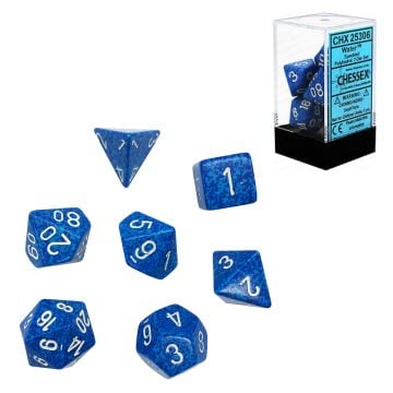 Chessex Water Speckled Polyhedral 7-Die Dice Set (Blue & Aqua/White)
