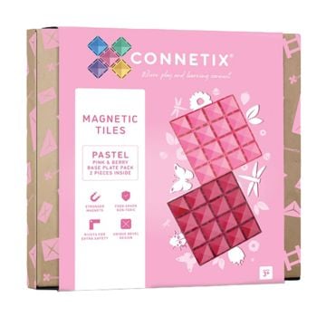 Connetix 2 Piece Pastel Pink & Berry Base Plate Pack (Image 1)