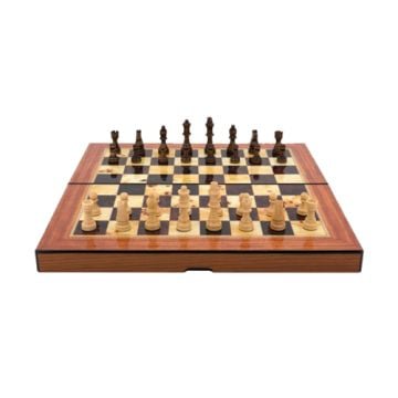 Dal Rossi 16" Walnut Shiny Finish Folding Chess Set