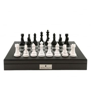 Dal Rossi 20'' Carbon Fibre Chess Board with 95mm Black/White Chess Pieces