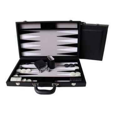 Dal Rossi 15" Folding PU Leather Backgammon Set (Black)