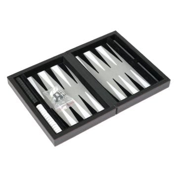 Dal Rossi 9" Folding PU Leather Travel Backgammon Set (Black)