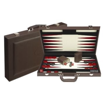 Dal Rossi Brown Leather 18" Backgammon Set