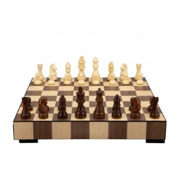 Dal Rossi Italy 14" Wooden Inlaid With Drawer And Chess Pieces Chess Set (Image 1)
