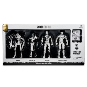 DC Direct Gold Label Superman Ghosts of Krypton Sketch Edition Page Punchers 7 Inch Figure 4 Pack