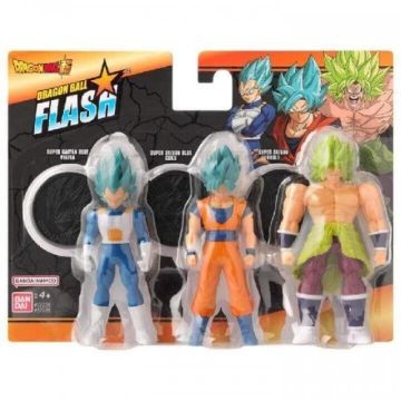 Dragon Ball Flash Super Saiyan Blue Goku/Super Saiyan Blue Vegeta/Super Saiyan Broly 3 Pack Figures (Image 1)