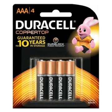 Duracell AAA Coppertop Batteries 4 Pack