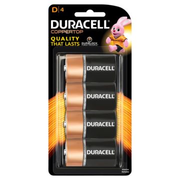 Duracell D Size Coppertop Batteries 4 Pack