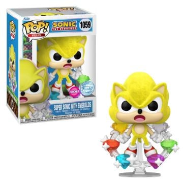 Sonic Super Sonic with Emeralds Flocked US Exclusive Funko POP! Vinyl