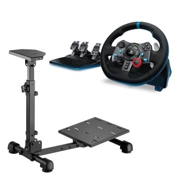 Logitech G29 Driving Force Racing Wheel for PlayStation & PC with Playmax Hurricane Race & Flight Simulation Stand Bundle