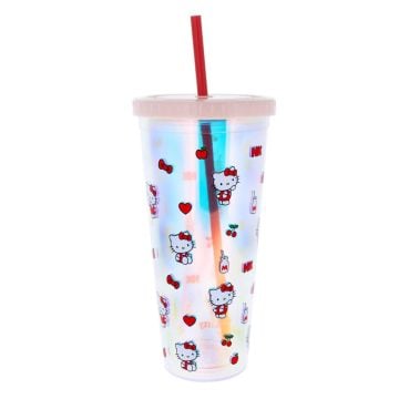 Hello Kitty & Friends Hello Kitty Pretty in Pink Beaker & Straw (Image 1)