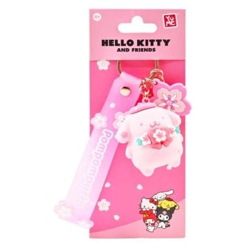 Hello Kitty & Friends Pompompurin Sakura Keychain with Hand Strap