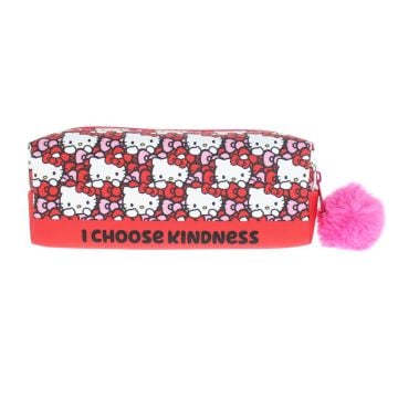 Hello Kitty Hearts & Bows Pencil Case With Pom Zip Pull