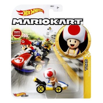 Hot Wheels Die Cast Mario Kart Toad Standard Kart 1:64 Scale Car