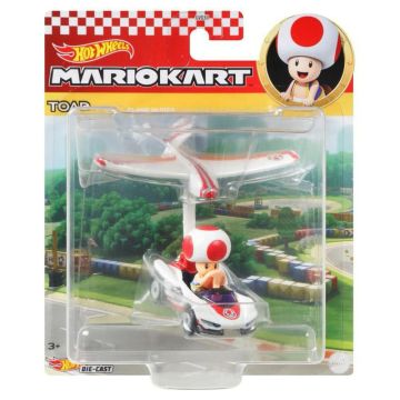 Hot Wheels Mario Kart Gliders Toad P-Wing With Plane Glider Die Cast Vehicle
