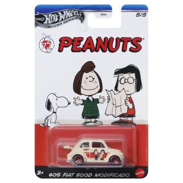 Hot Wheels Silver Series Peanuts 60s Fiat 500D Modificado Diecast Car