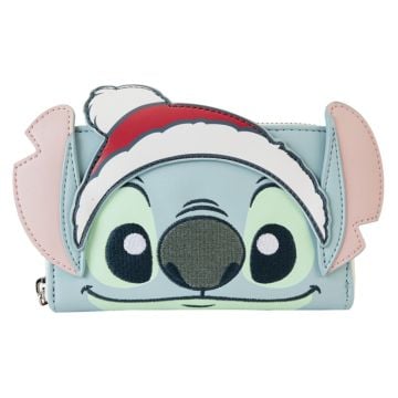Loungefly Lilo & Stitch Stitch Holiday Glitter Zip Around Wallet