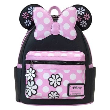Loungefly Disney Minnie Floral Rock the Dots 10" Faux Leather Mini Backpack