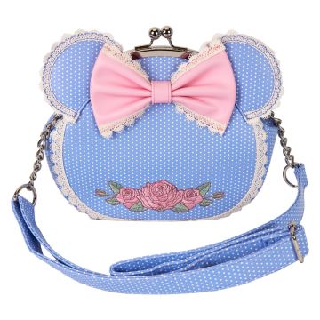 Loungefly Disney Minnie Mouse Floral and Lace Kisslock Crossbody Bag0