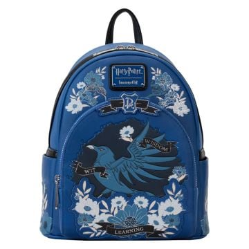 Loungefly Harry Potter Ravenclaw House Floral Tattoo 10" Faux Leather Mini Backpack