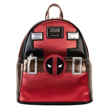 Loungefly Marvel Deadpool Metallic Cosplay 10" Faux Leather Mini Backpack