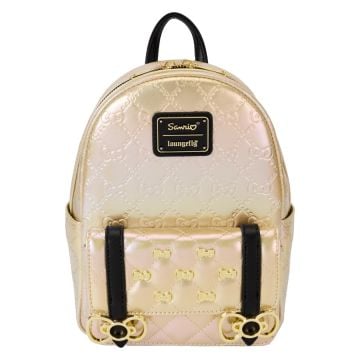 Loungefly Sanrio 50th Anniversary Metallic Gold 10" Faux Leather Mini Backpack