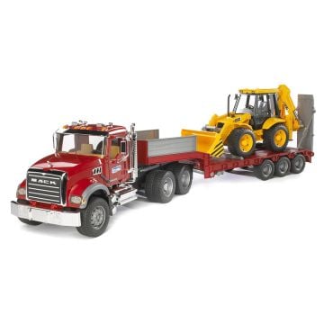 Bruder MACK Granite Truck with Low loader and JCB 4CX Backhoe Loader