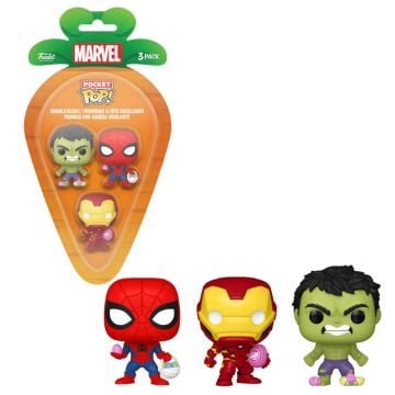 Marvel Comics Spider-Man Iron Man & Hulk Carrot Pocket 3 Pack Funko POP! Vinyl