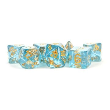 MDG Metallic Dice Games Blue Foil Resin 7-Die Polyhedral Dice Set