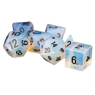 MDG Stone Engraved Opalite 16mm Polyhedral Dice Set