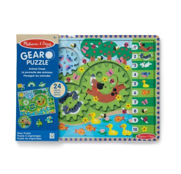 Melissa & Doug Wooden Animal Chase Gear Puzzle