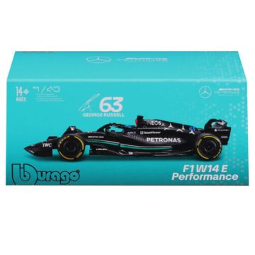 Bburago Formula Racing 2023 Mercedes W14 E Performance #63 George Russell With Helmet 1:43 Scale Diecast Vehicle