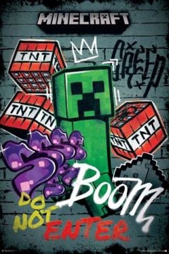 Minecraft Do Not Enter Graffiti Poster