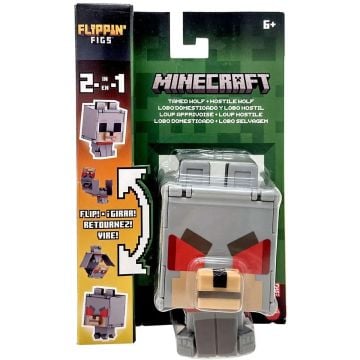 Minecraft Flippin Figs Tamed Wolf + Hostile Wolf Action Figure (Image 1)
