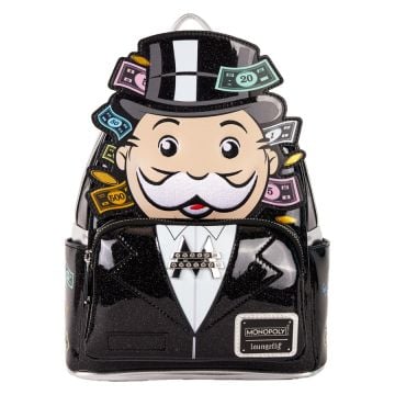 Monopoly 90th Anniversary Pennybags Glitter Cosplay 10" Faux Leather Mini Backpack