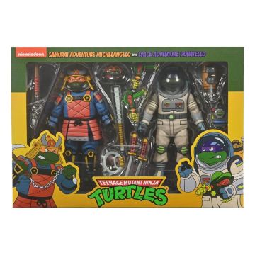 NECA Teenage Mutant Ninja Turtles Cartoon Space Adventure Donatello & Samurai Michelangelo 7" Action Figure 2 Pack