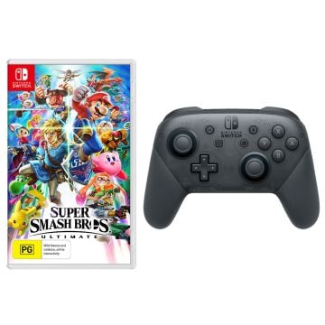 Super Smash Bros. Ultimate with Nintendo Switch Pro Controller Bundle