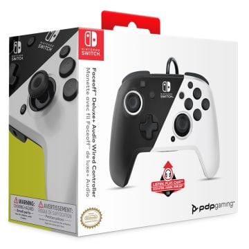 PDP Faceoff Deluxe+  Black & White Wired Controller for Nintendo Switch
